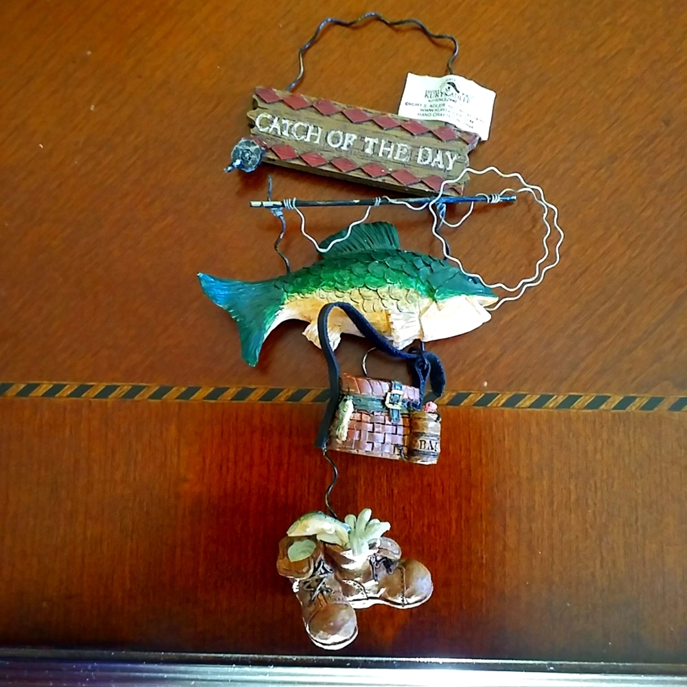 CATCH OF THE DAY Kurt Adler Fishing Ornament. NWT. Fisherman